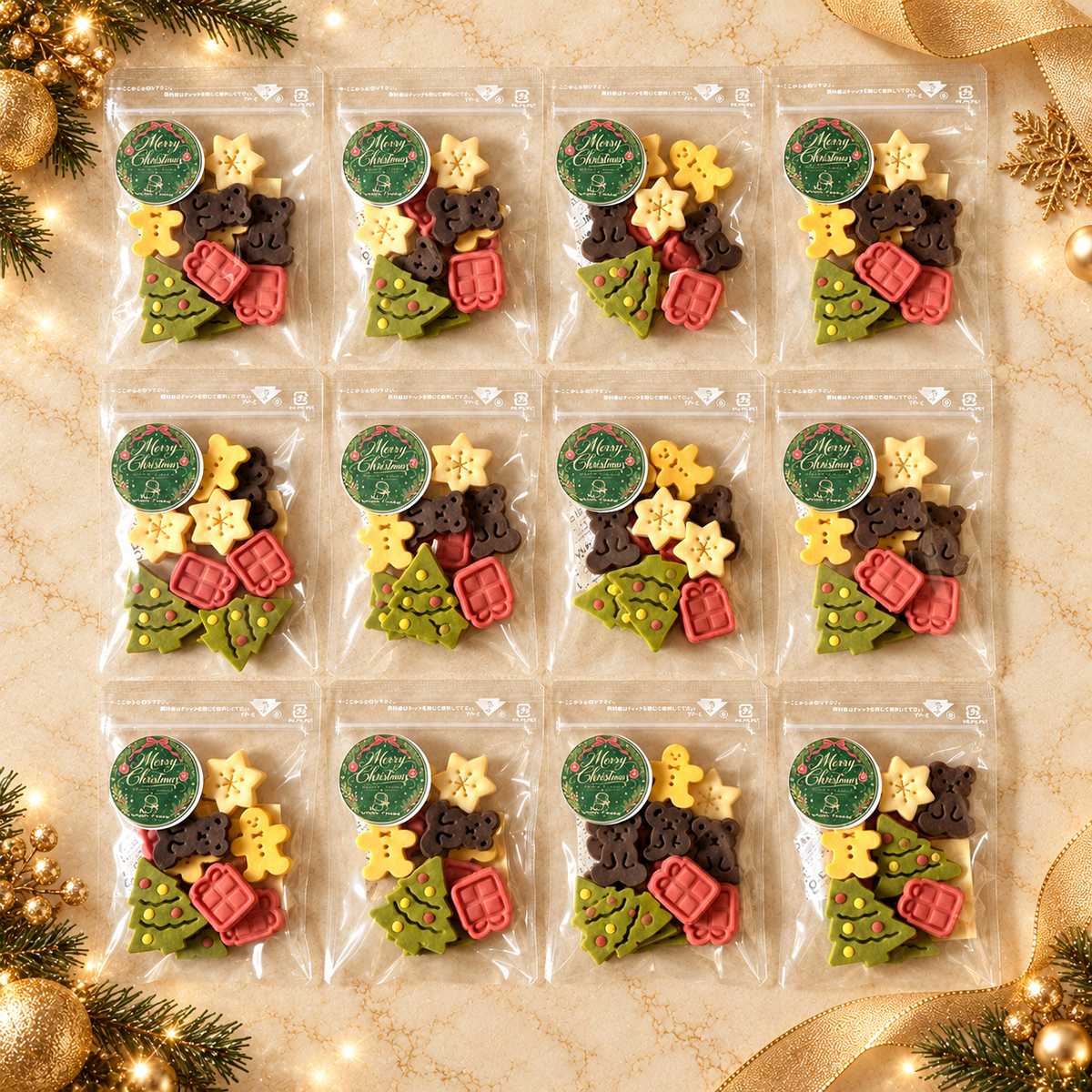 【先行予約販売・10月29日以降順次発送】期間限定 米粉のクリスマスクッキー大袋セット 12袋入り　（送料無料）