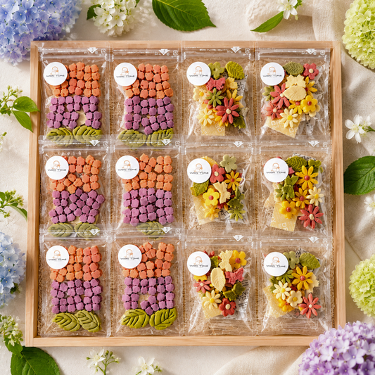 【初夏限定・送料無料】紫芋と米粉の紫陽花クッキー＆花びらクッキー 12袋セット｜無添加・米粉の犬用おやつ　
