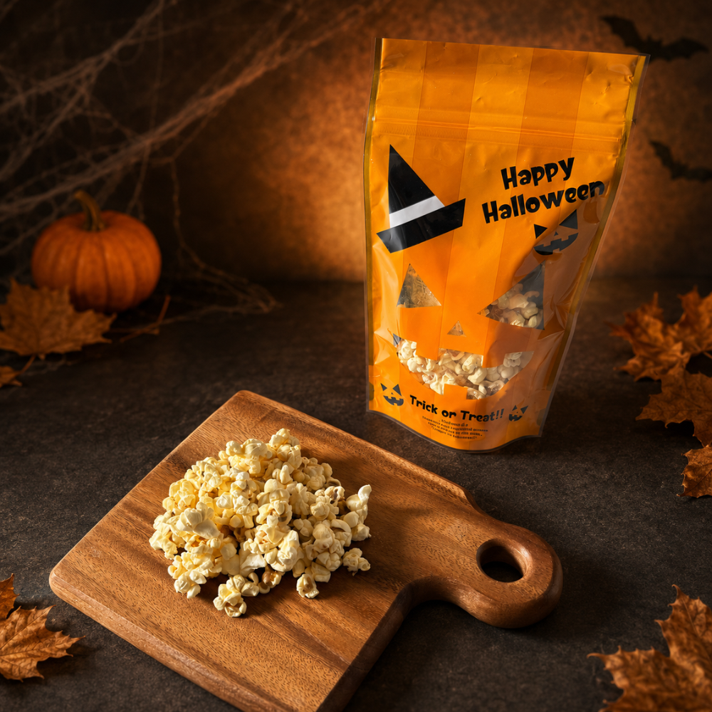 【ハロウィン限定・送料無料】ポップコーン4種＆米粉のハロウィンクッキー4袋セット