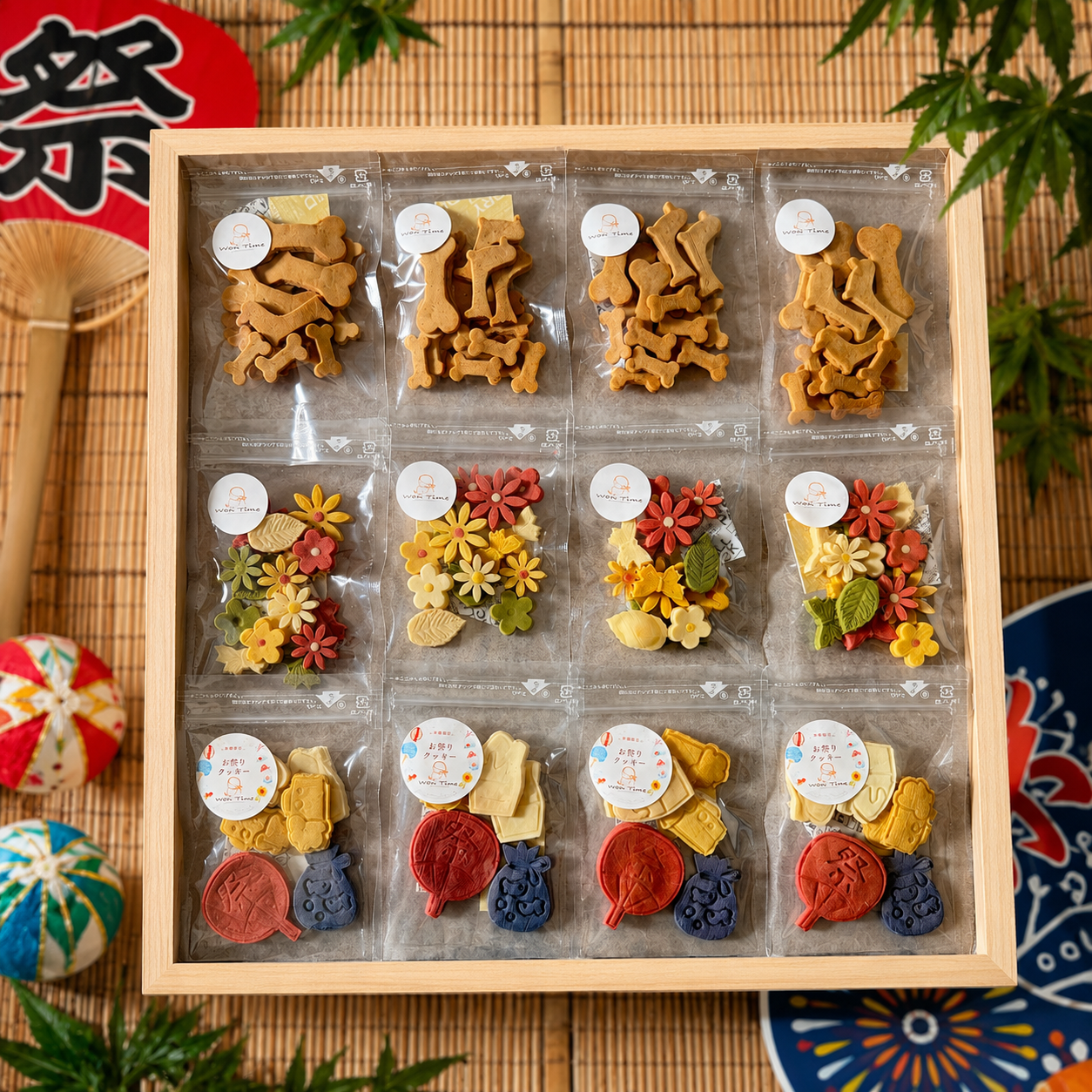【期間限定・送料無料】 お祭りクッキー入り 人気クッキー3種セット12袋入り　無添加　犬のおやつ